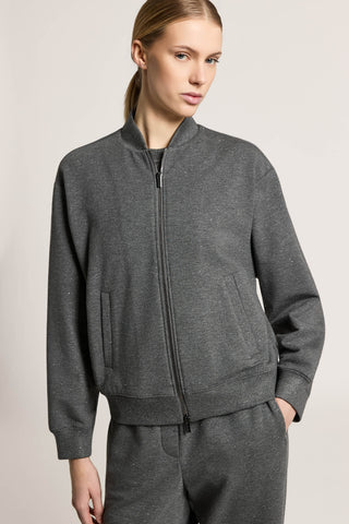 Sudadera de algodón y viscosa con cremallera