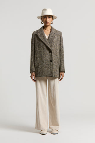 Herringbone wool coat with sequins