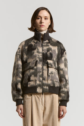 Alpaca and wool jacquard bomber jacket
