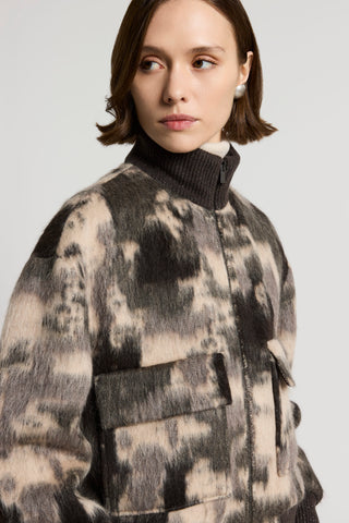 Alpaca and wool jacquard bomber jacket