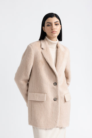 Long haired alpaca and wool coat  