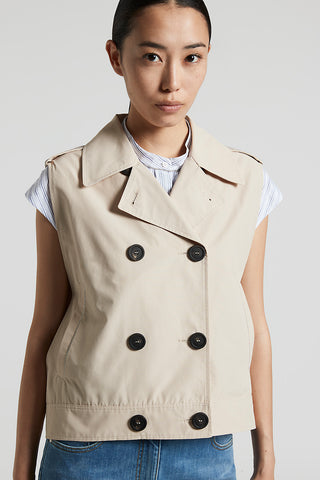 Technical cotton faille trench waistcoat