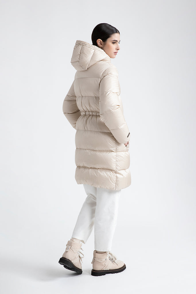 Midi goose down jacket with hood  