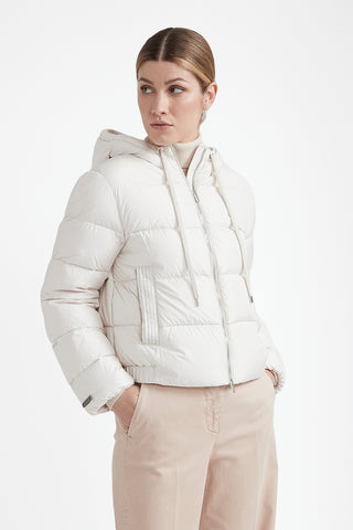 Short hooded goose down jacket  