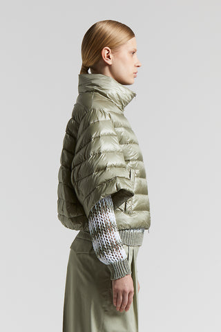 Down jacket with short sleeves