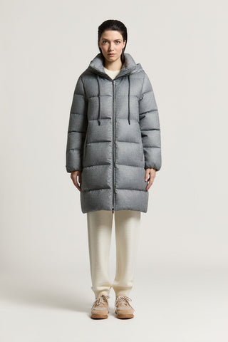 Goose down jacket in polyviscose flannelette