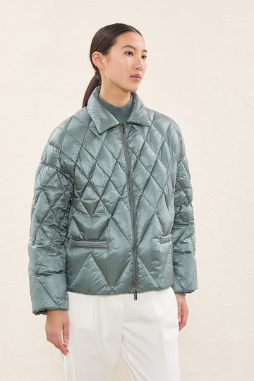 Diamond quilted overshirt with down fill  