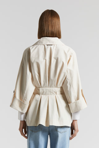 Trench coat in technical cotton faille