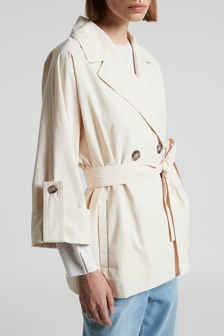 Trench coat in technical cotton faille