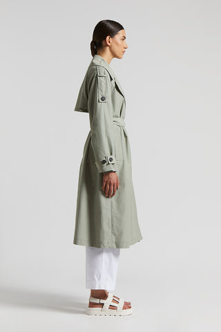 Trench coat in technical cotton faille