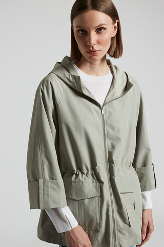 Technical cotton faille duster coat