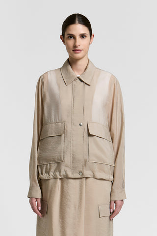 Technical mixed-cupro fabric jacket