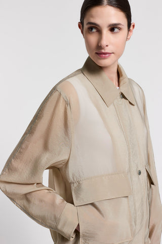 Technical mixed-cupro fabric jacket