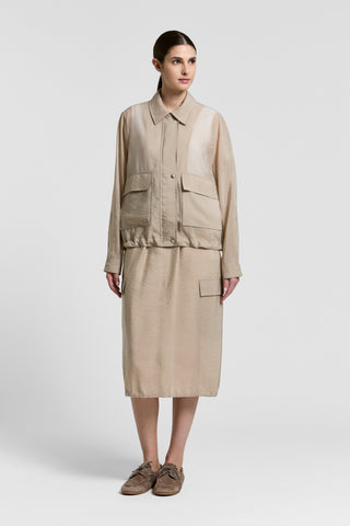 Cupro midi cargo skirt