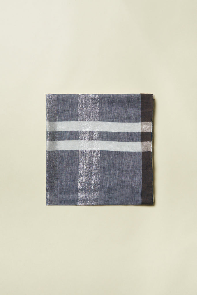 Linen, viscose and lurex blend square scarf  