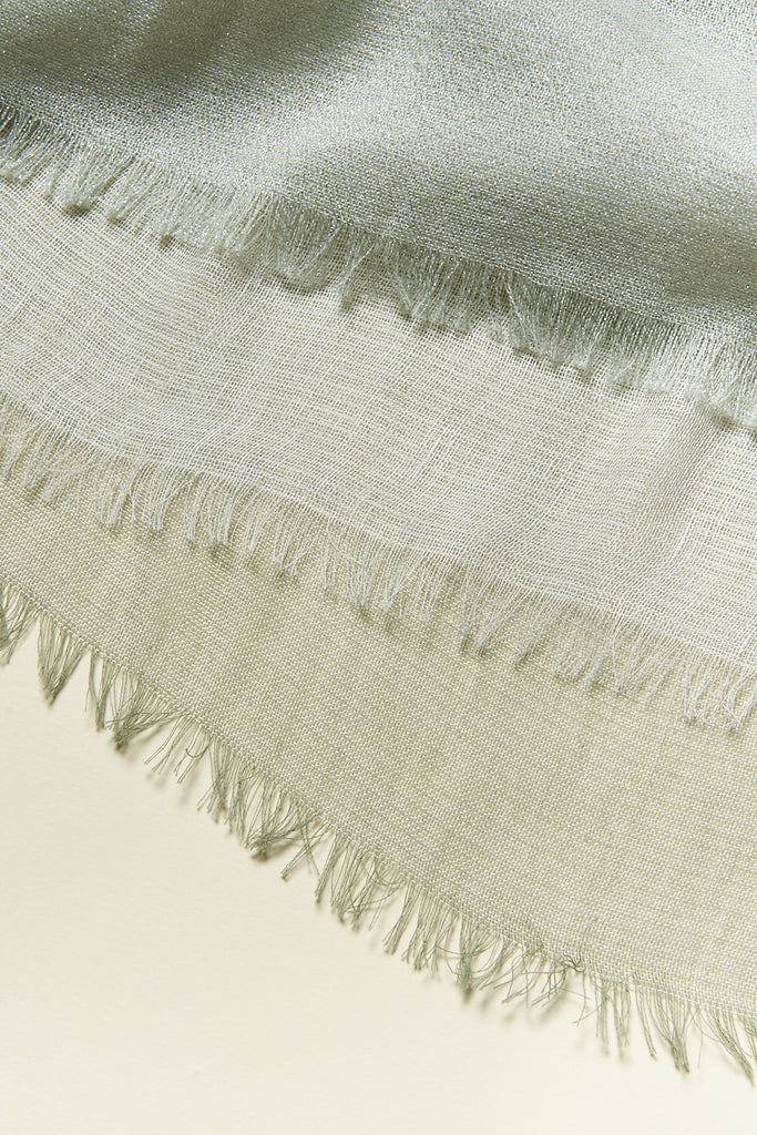 Three-ply cotton, modal, linen and lurex blend wrap  
