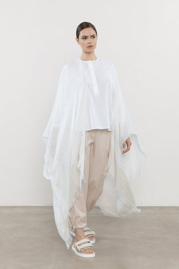 Linen, viscose and lurex kimono-style wrap  