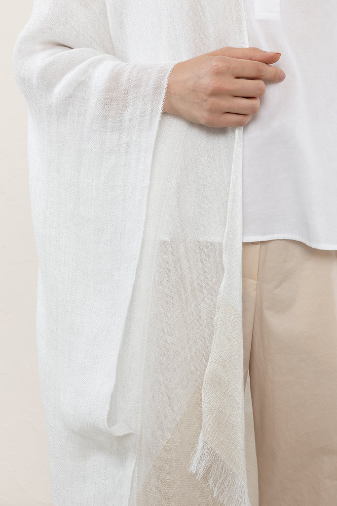 Linen, viscose and lurex kimono-style wrap  