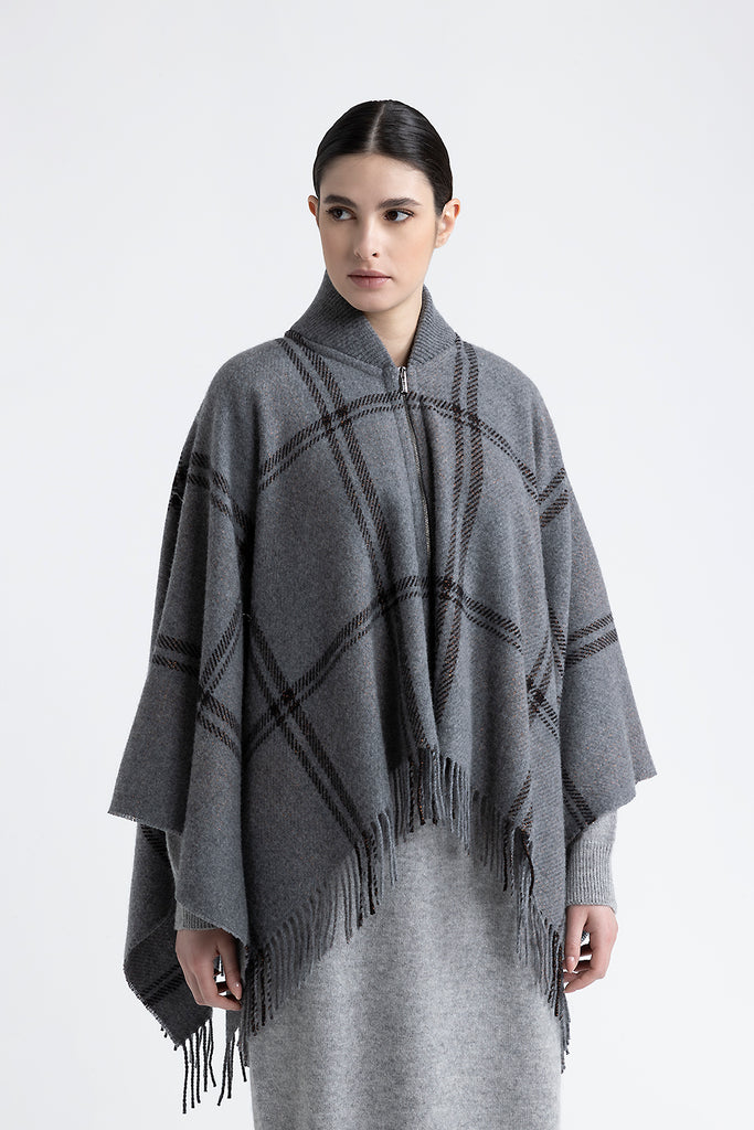 Wool, cashmere and lurex blend poncho  