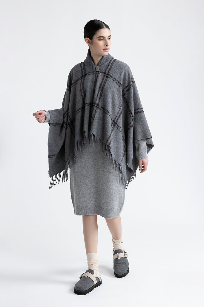 Wool, cashmere and lurex blend poncho  