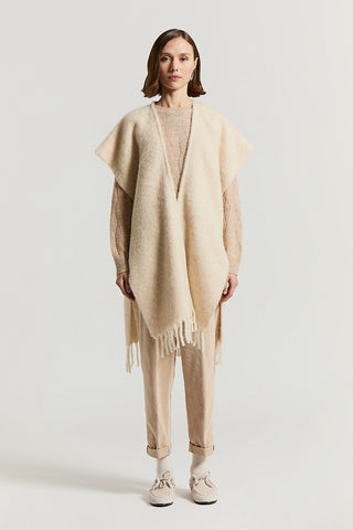 Alpaca, wool and sequinned bouclé cape