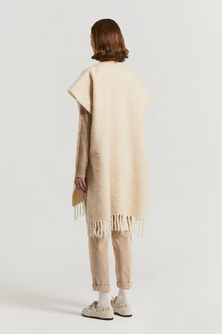 Alpaca, wool and sequinned bouclé cape