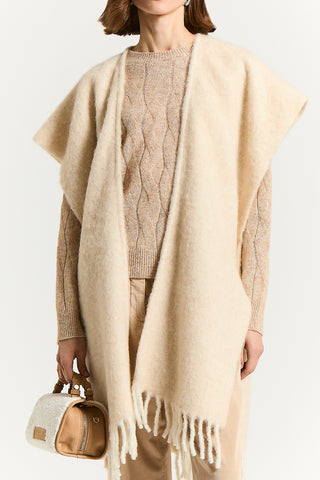 Alpaca, wool and sequinned bouclé cape