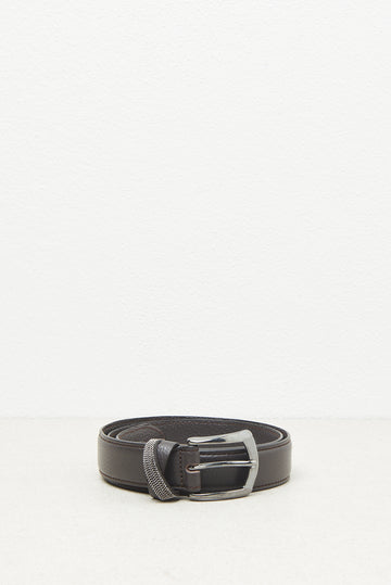 Real grained leather belt with Punto Luce trim  