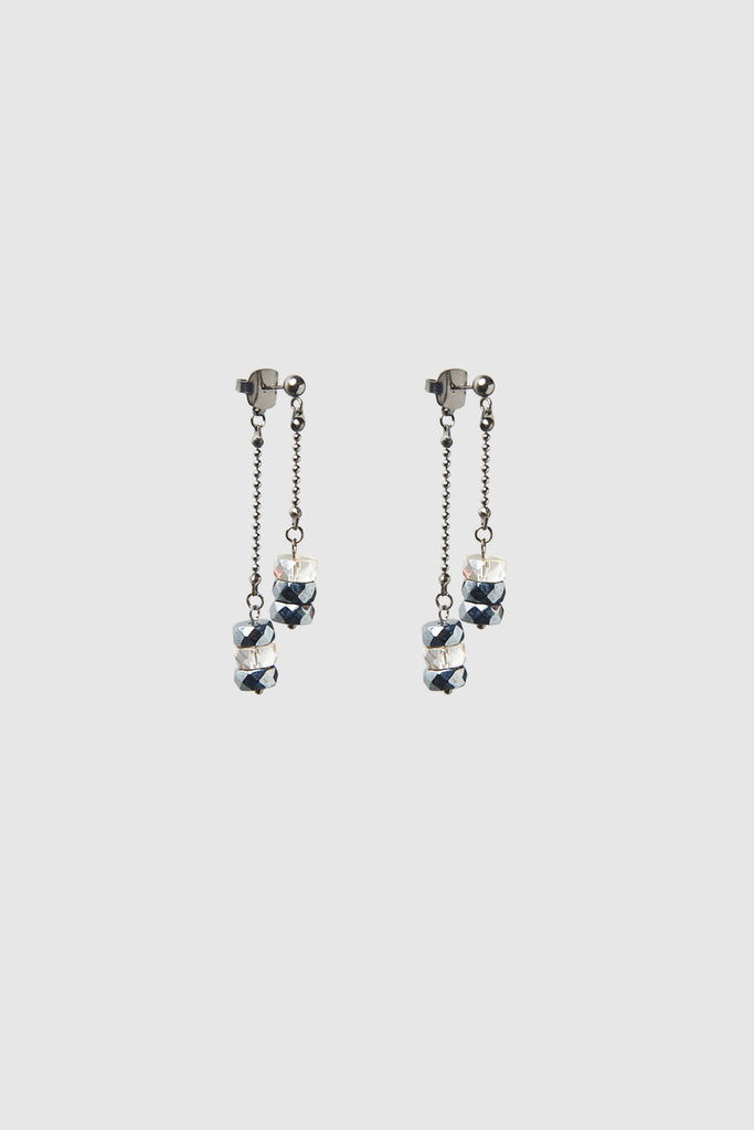 Crystal drop earrings on Punto Luce chain  