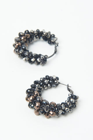 Ring earrings with demi-fine crystals