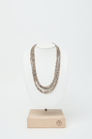 Glass micro-bead and crystal necklace