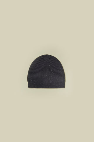 Wool, silk and cashmere and lurex beanie  