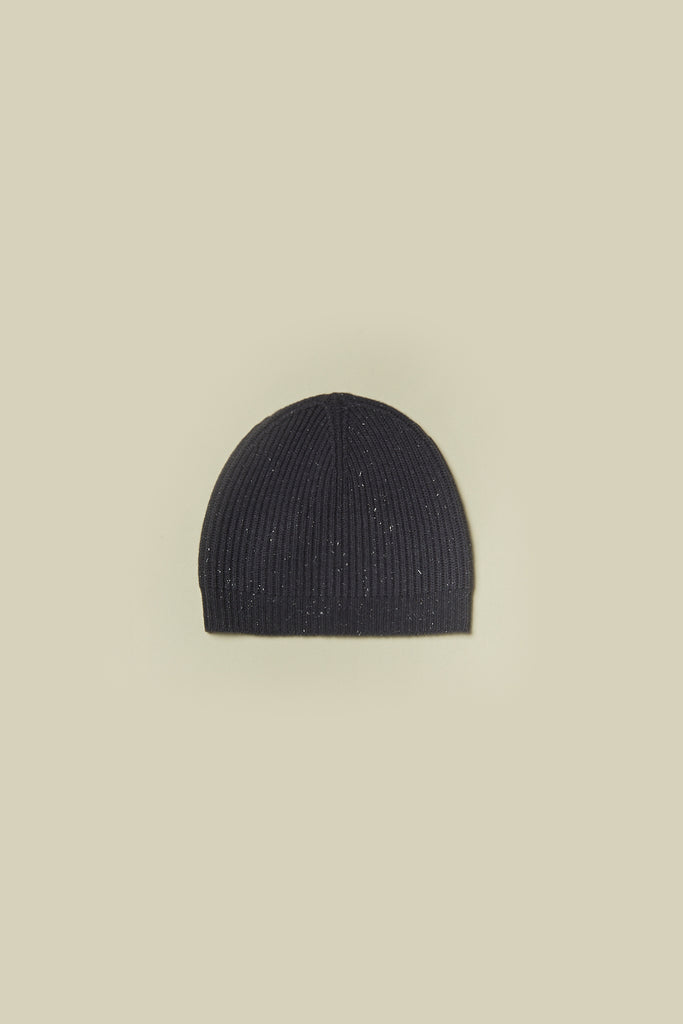 Wool, silk and cashmere and lurex beanie  