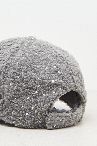 Eco-fur baseball cap with sequins  