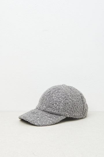 Eco-fur baseball cap with sequins  