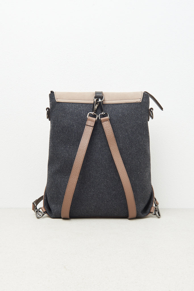 Felt, real leather and Punto Luce trim rucksack  