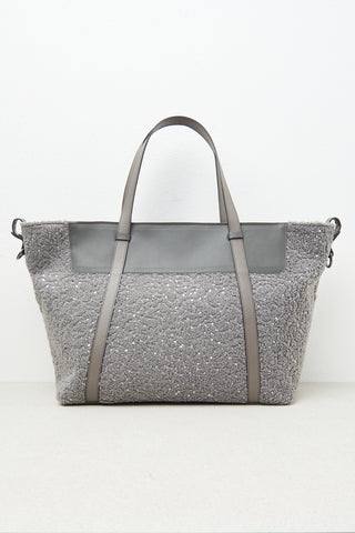 Eco-leather tote bag with sequins and Punto Luce trim  