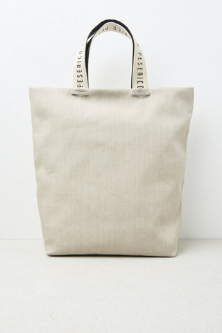 Tote bag in linen and leather