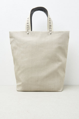 Tote bag in linen and leather