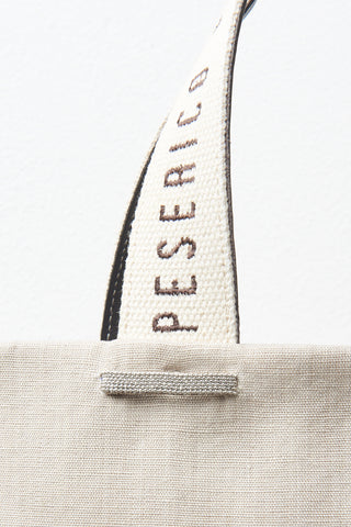 Tote bag in linen and leather