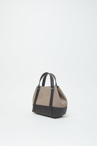 Canvas and leather mini tote bag