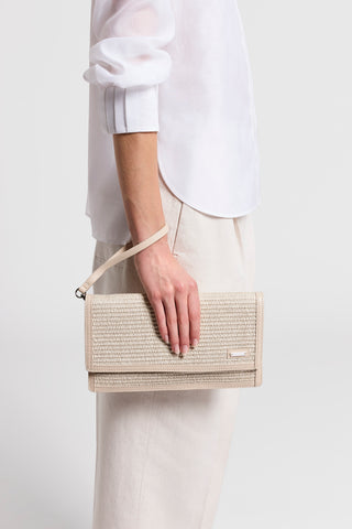 Woven straw clutch