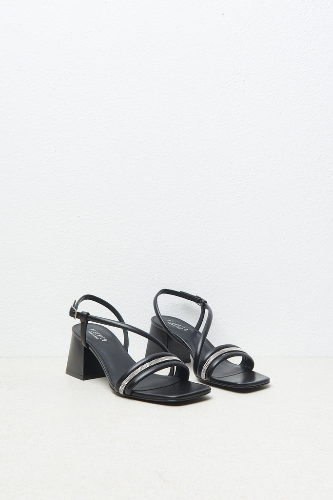 Padded nappa leather heeled sandal  