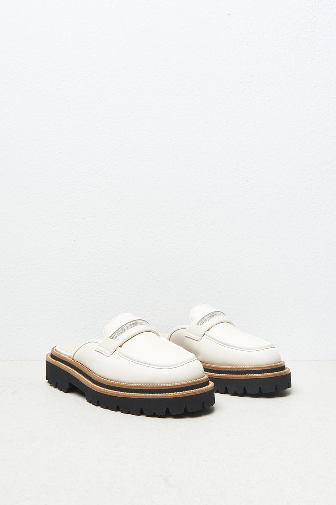 Real nappa leather moccasin mules  