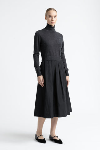 Wool, silk, cashmere, lurex and taffeta dress  