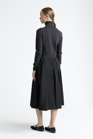 Wool, silk, cashmere, lurex and taffeta dress  