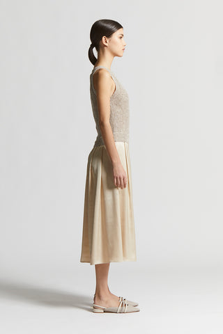 Linen bi-material dress with sequins