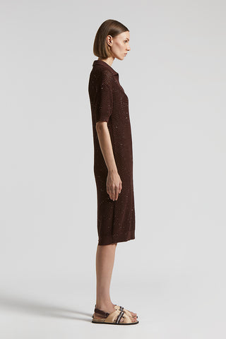 Bi-material tricot dress with sequins