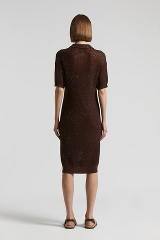 Bi-material tricot dress with sequins