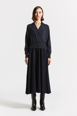 Tricot viscose-blend twill dress
